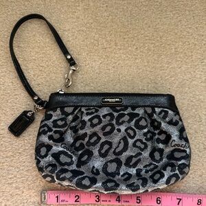Coach Black and Silver Animal Print Wristlet
